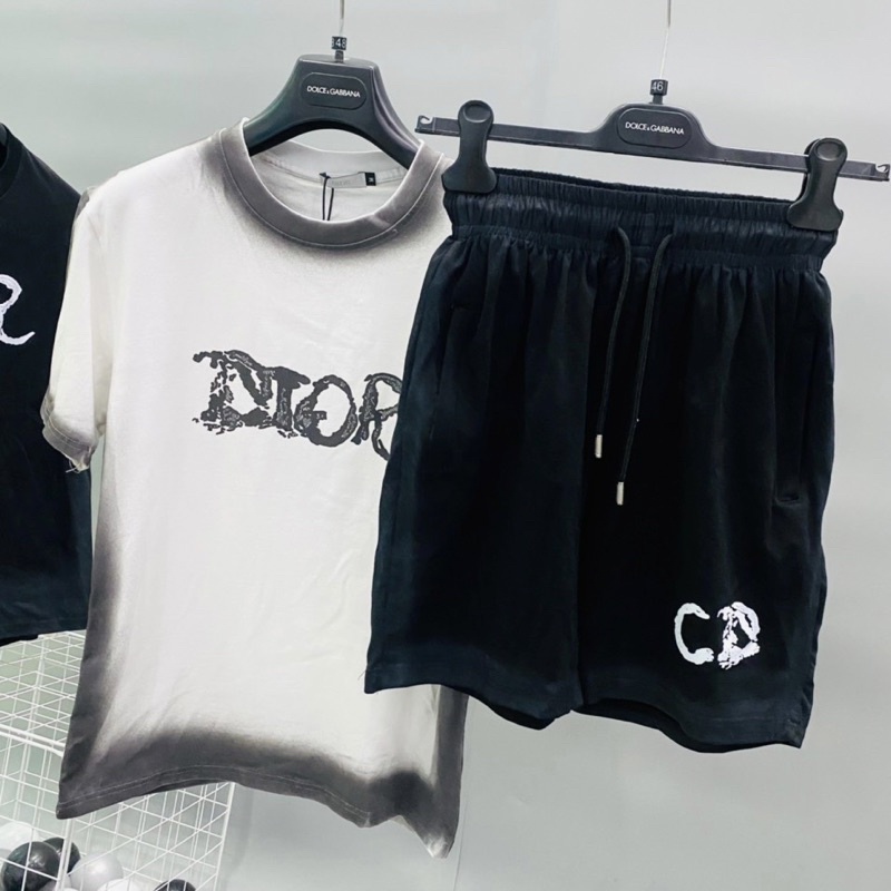 Bộ Hè Nam CD Loang Màu Viền Dập Chữ Ngực