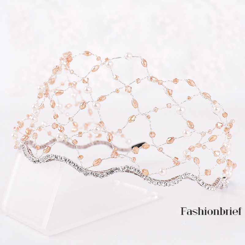 Cài tóc dạng lưới đính đá pha lê vintage cho cô dâu
