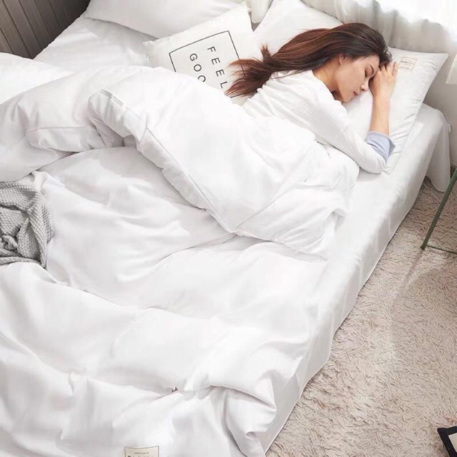 Trọn bộ cotton TC 1 màu trắng khách sạn, homestay
