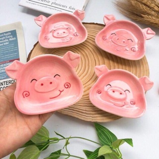 Đĩa sứ hình con heo mini