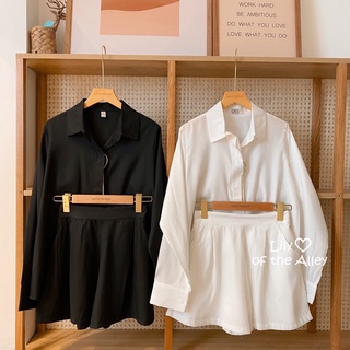 Set quần short áo sơ mi nẹp lửng