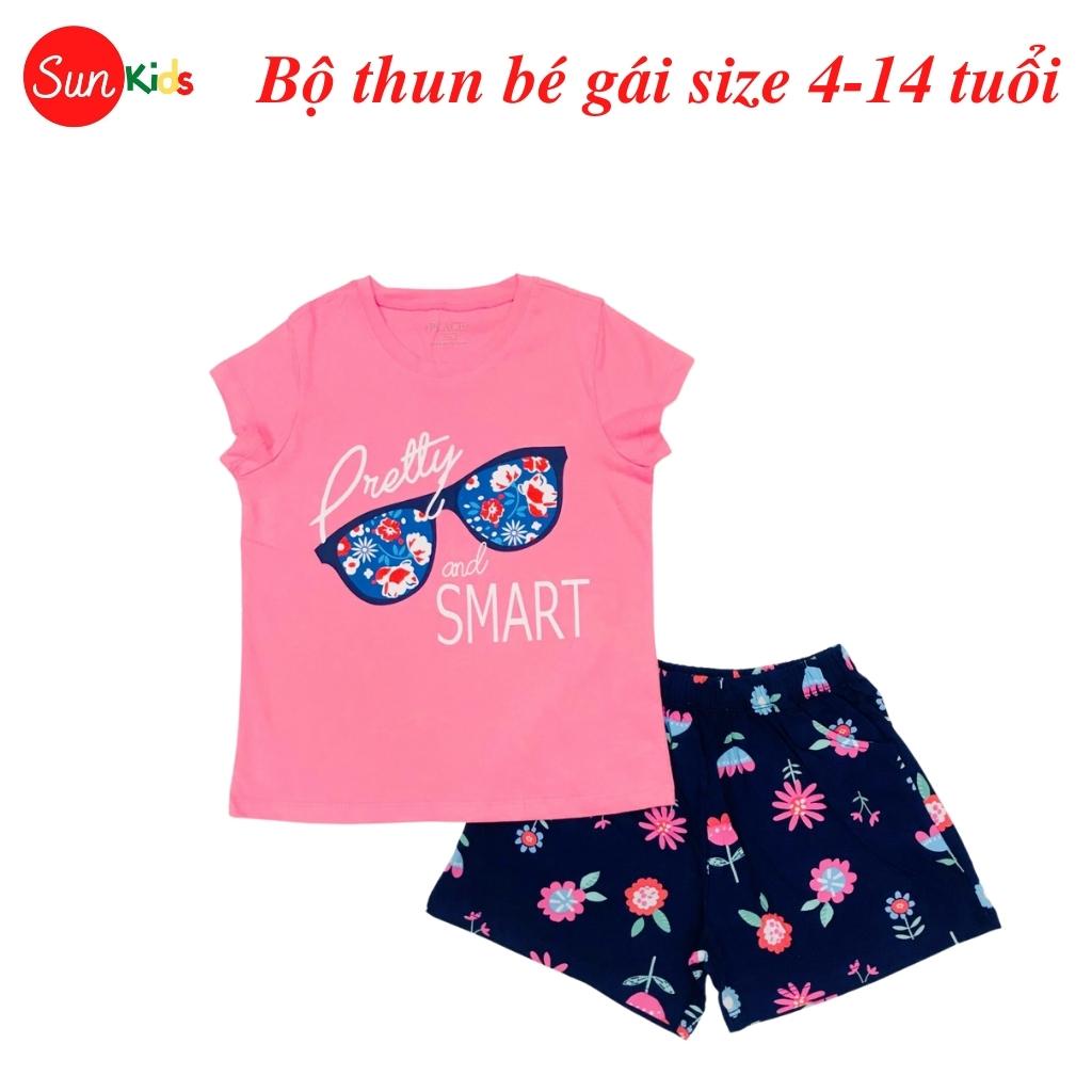 Đồ bộ thun bé gái, đồ bộ trẻ em chất cotton, có nhiều màu, size 4-14 tuổi - SUNKIDS