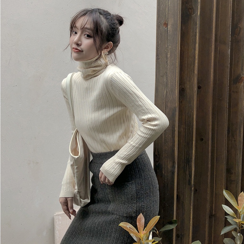 Áo Len Nữ Cổ Cao Dệt Kim Tay Dài Màu Trơn Dày Dặn Hàng Quảng Châu Cao Cấp Xiaozhainv vn K5F6 | BigBuy360 - bigbuy360.vn
