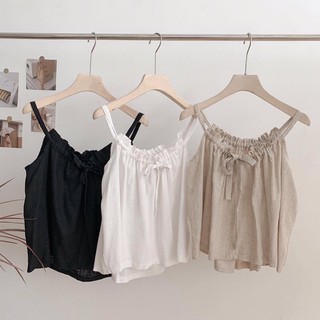 Áo đũi 2 dây rút trắng đen nude (ảnh thật)