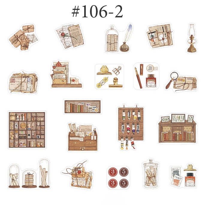 Sticker Shanze vật liệu trang trí Scrapbook, sổ tay, vở  (set 40 stickers)- [ 106 ]
