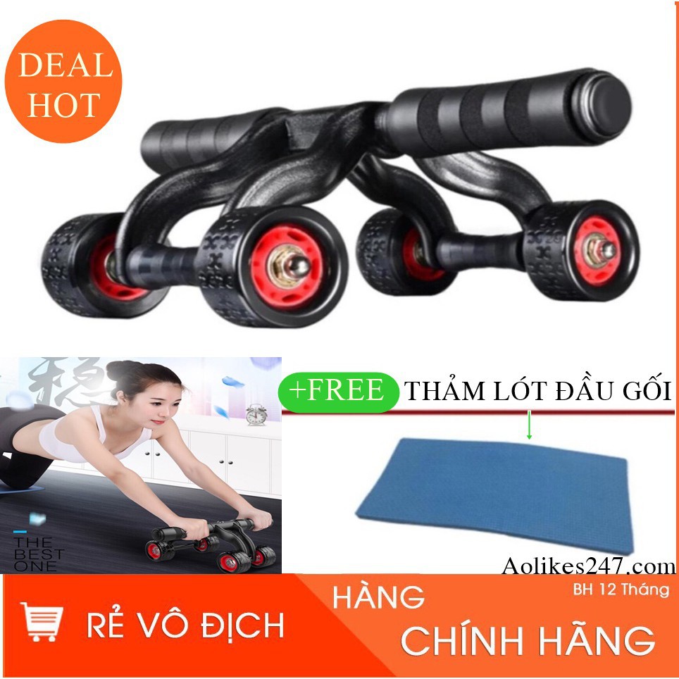 [❤️Tặng Thảm Lót❤️ ]Con Lăn 4 Bánh Tập Bụng , dụng cụ thể dục,thể hình, cơ bụng, tay tốt nhất L04