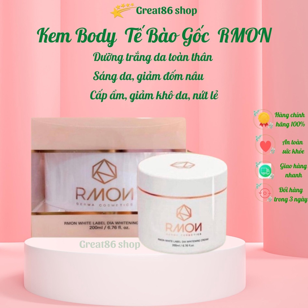 Kem body great86 kem dưỡng trắng da body RMON dưỡng ẩm, nâng tone da trắng hồng tự nhiên, xuất xứ Hàn Quốc hộp 200ml | BigBuy360 - bigbuy360.vn