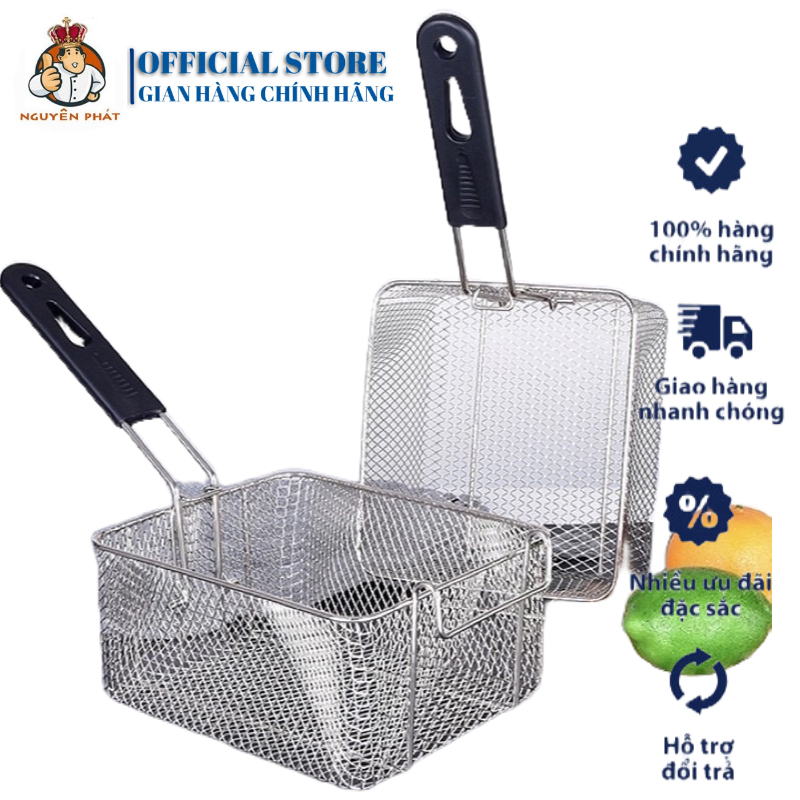 Rổ bếp chiên nhúng điện , vợt bếp chiên nhúng điện Inox Loại 1, Thanh nhiệt bếp chiên 2.5w