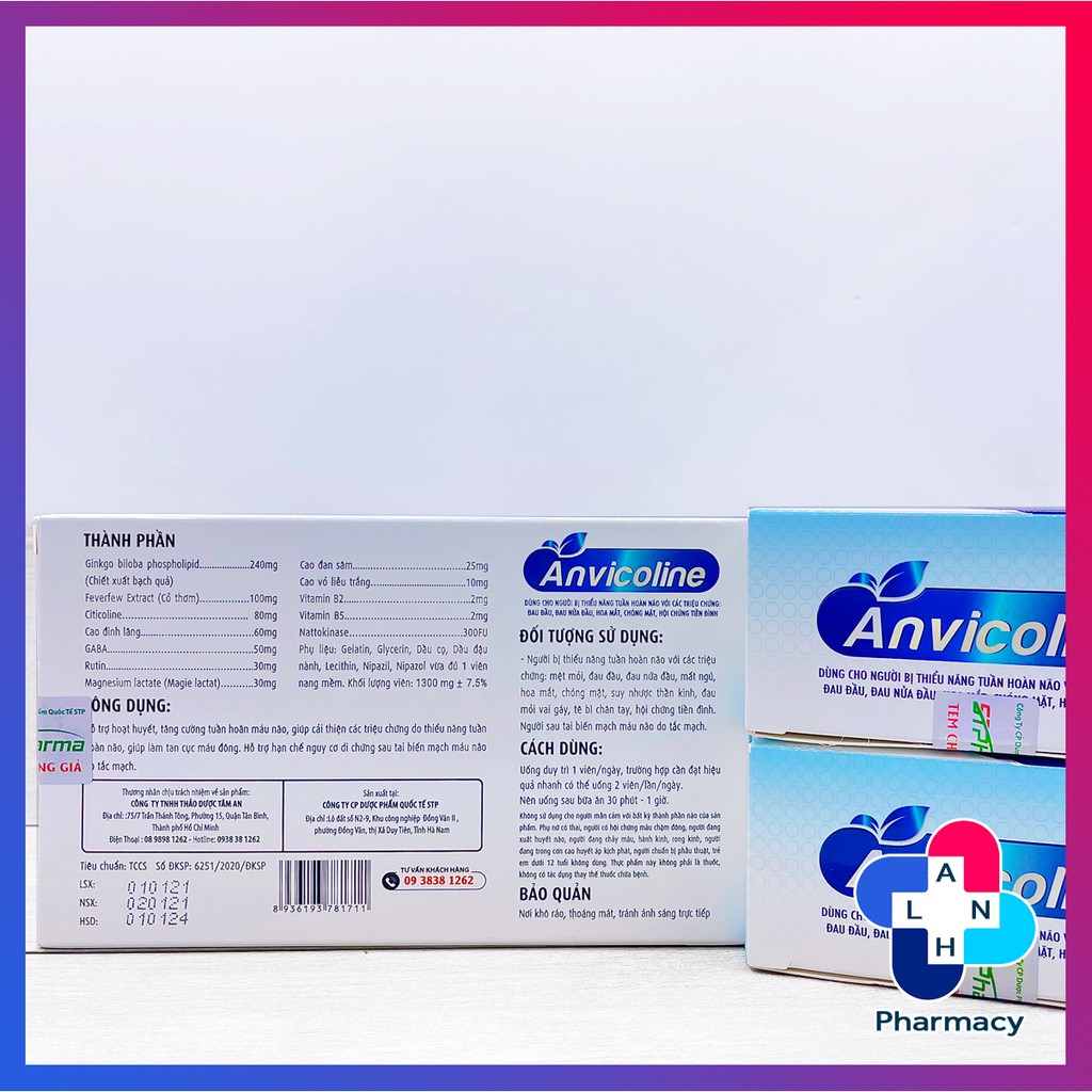 ANVICOLINE  - Hỗ trợ hoạt huyết, tăng cường tuần hoàn máu não.
