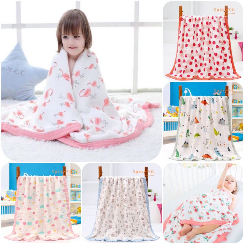 Khăn Tắm - Chăn Xô Sợi Tre Cao Cấp Bo Viền 4 Lớp Xuất Nhật 110x120cm