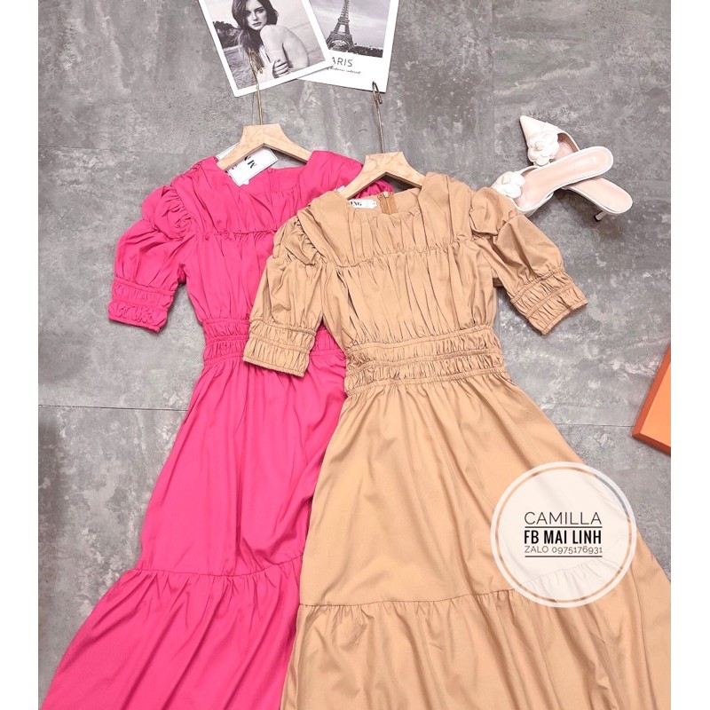 ⚡️BÁN SỈ⚡️Đầm maxi chun 3 tầng 2 màu hồng, be | BigBuy360 - bigbuy360.vn
