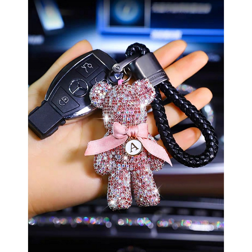 Móc khóa Bearbrick Gấu đính đá thời thượng phụ kiện xe hơi túi xách