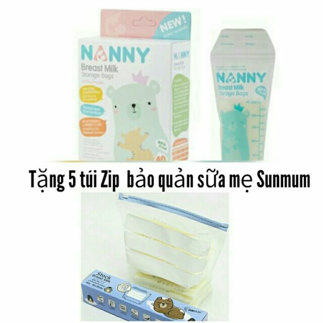 Túi trữa sưa Nanny 50 túi( tặng 5 túi zip Summum)