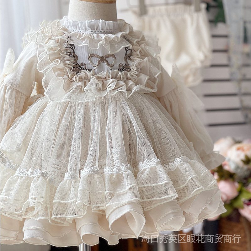 Đầm Công Chúa Tay Dài Phồng Phong Cách Lolita Thời Trang Thu Đông Cho Bé Gái