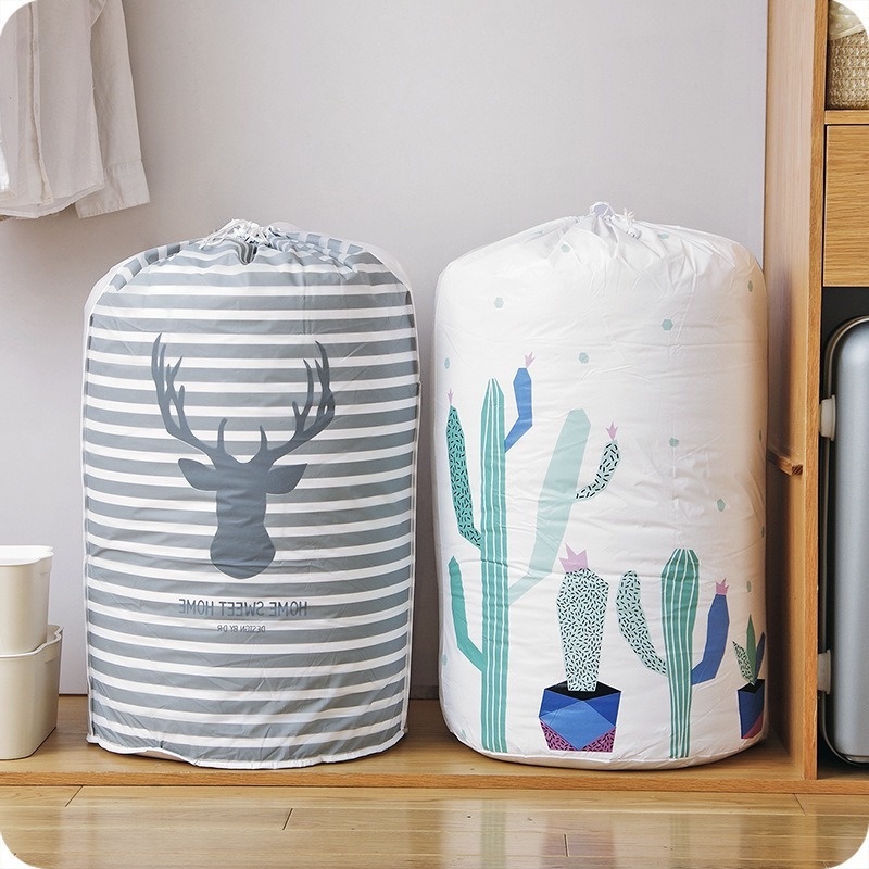 Túi Đựng Chăn Mền / Đồ Chơi Bằng PEVA Trong Suốt Họa Tiết Hoạt Hình Có Thể Gấp Gọn Tiện Dụng