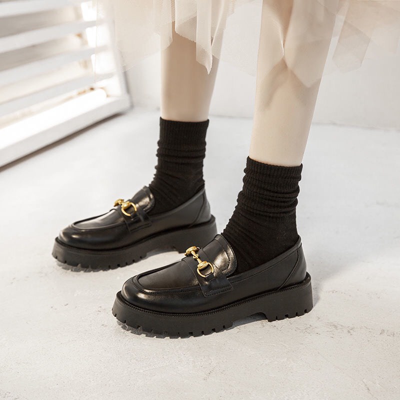 [ORDER 7-15ngày](SẴN36,37,38,39,40) Giày Oxford Lolita DA LÌ cao 3,5cm nữ phong cách thời trang cá tính mix khoá vàng