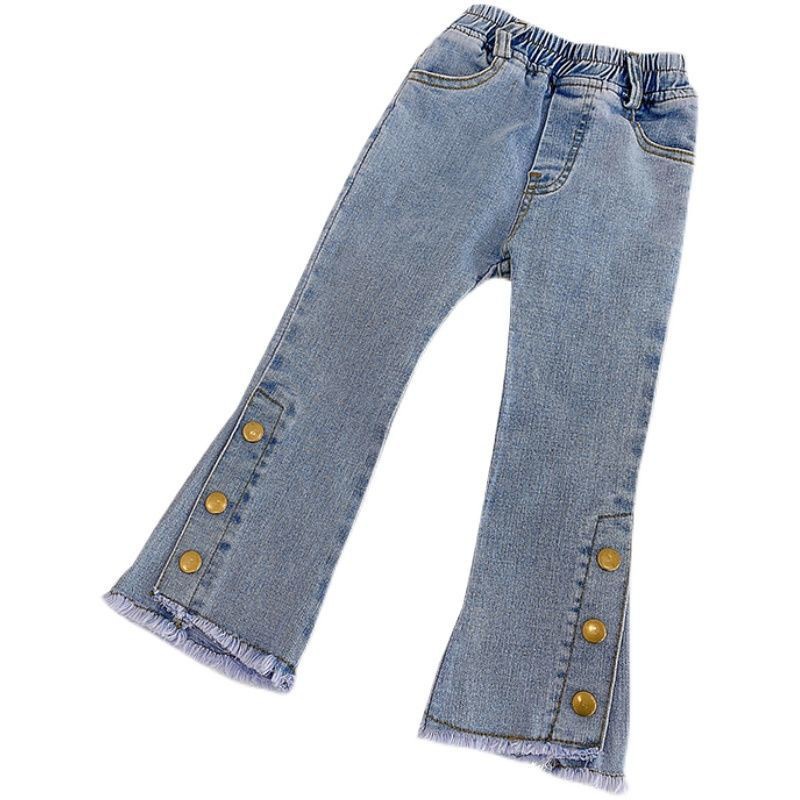 Quần Jeans Ống Loe Co Giãn Thời Trang Hàn Quốc Mới Sành Điệu Cho Bé Gái