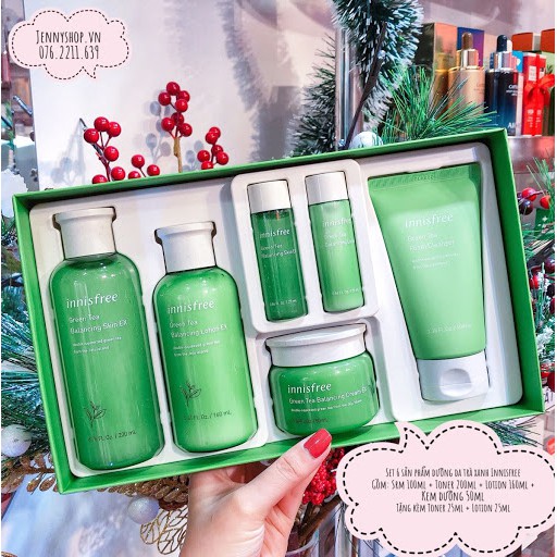 [CHÍNH HÃNG] Set dưỡng trà xanh Innisfree Blancing 6 món chuẩn 100% - Hàng đẹp