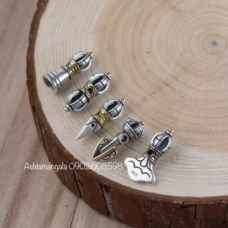 Mặt Bạc S925 Charm pháp khí Chuỳ Kim Cang Tây Tạng