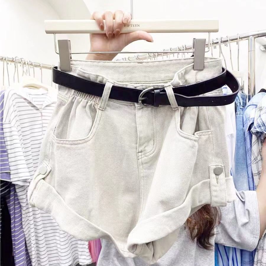 Quần short denim ống rộng lưng cao dáng chữ A nhiều màu sắc phong cách vintage thời trang cho nữ