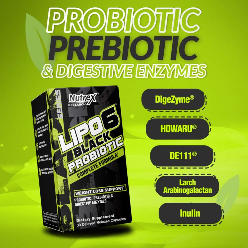 Viên uống Nutrex Lipo6 Probiotic, hỗ trợ giảm mỡ và bổ sung enzyme lợi khuân, hỗ trợ tiêu hóa, 30 viên