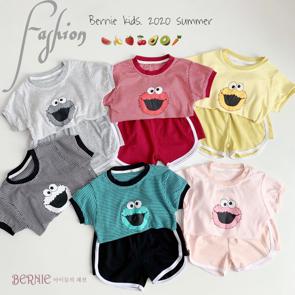 Bộ cotton kẻ unisex cho bé, bộ mặc nhà đẹp