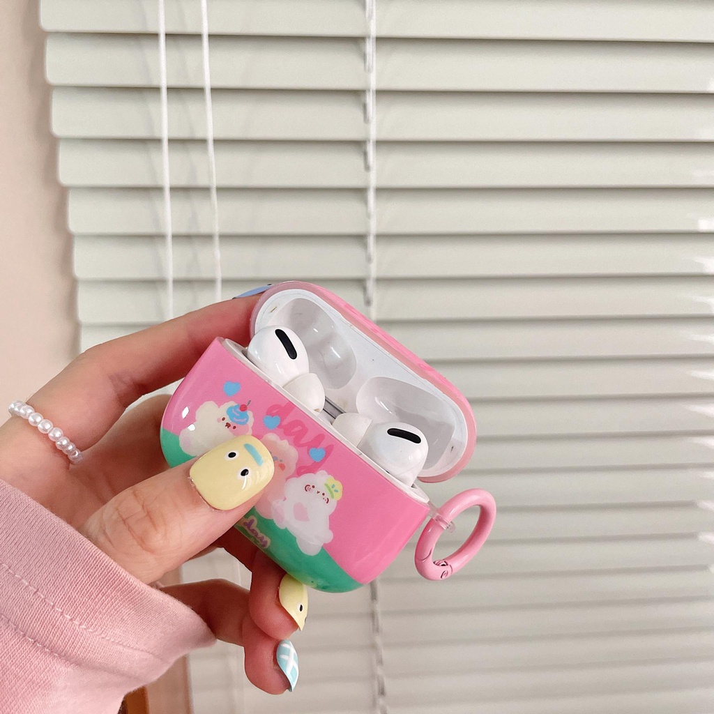 Vỏ Bảo Vệ Hộp Sạc Tai Nghe Airpods Pro 1 / 2 3 2021 gen3 Bluetooth Không Dây Bằng Silicon IMD TPU Mềm Hình Gấu Hồng Dễ Thương