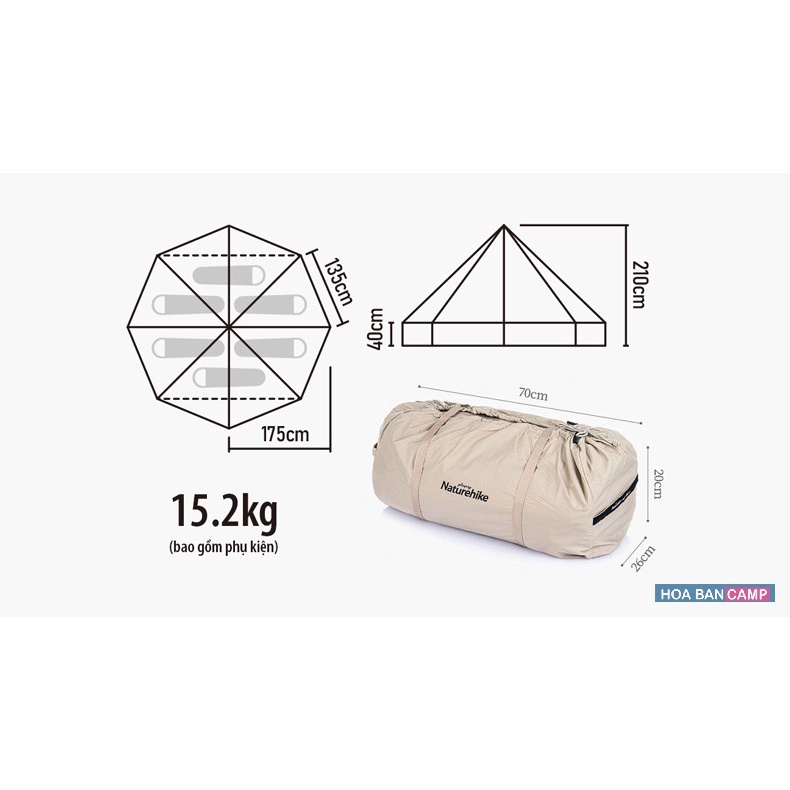 Lều Glamping 4-6 Người NatureHike Brighten 6.4 NH20ZP004