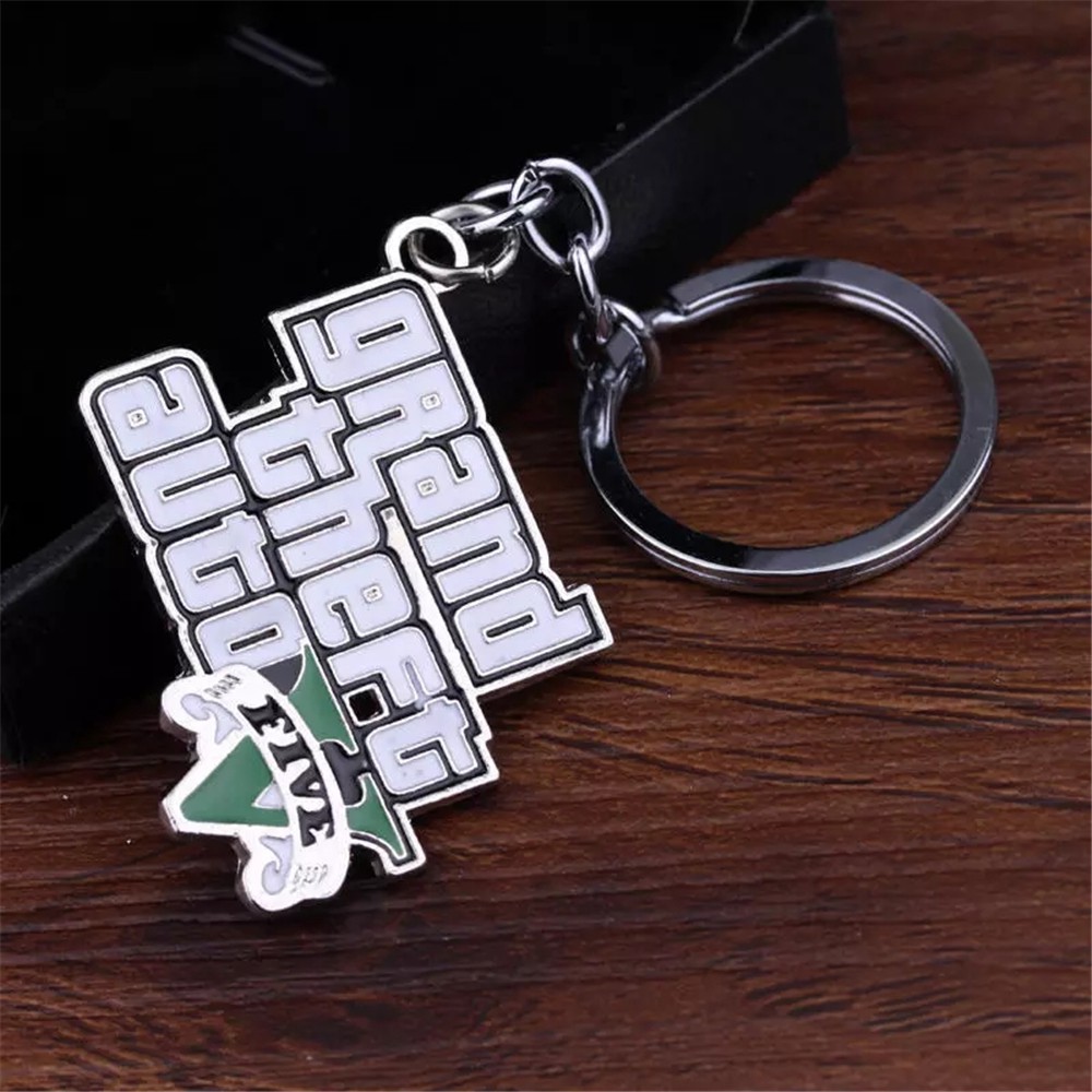 EPOCH Special Grand Theft Auto Keyring Muti-Pendant Keyrings Jewelry Game GTA V Keychains PS4 Xbox PC Game Birthday Gift For Fans Bag Pendant For Men Boys Game GTA Key Holder