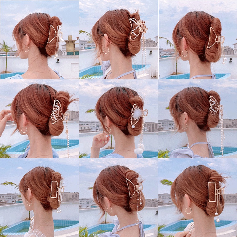 Kẹp Tóc Kim Loại Lớn Phối Tua Rua Thời Trang Hàn Quốc