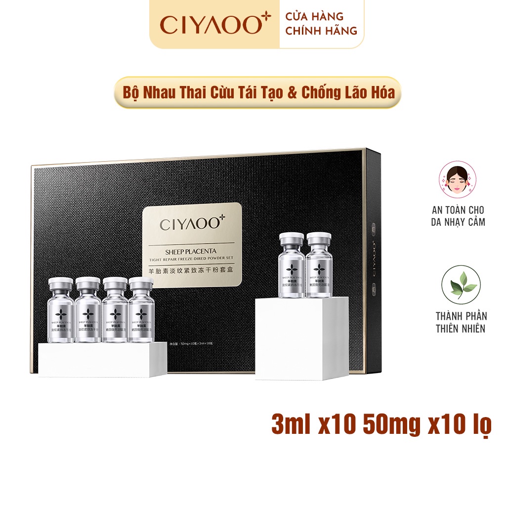 Bộ Nhau Thai Cừu CIYAOO Tái Tạo Da &amp; Chống Lão Hóa Da Mặt 3ml x10 50mg x10 lọ