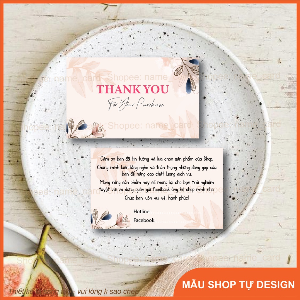 Card cảm ơn khách hàng, thank you card có sẵn tại shop kích thước 9x5,5 cm