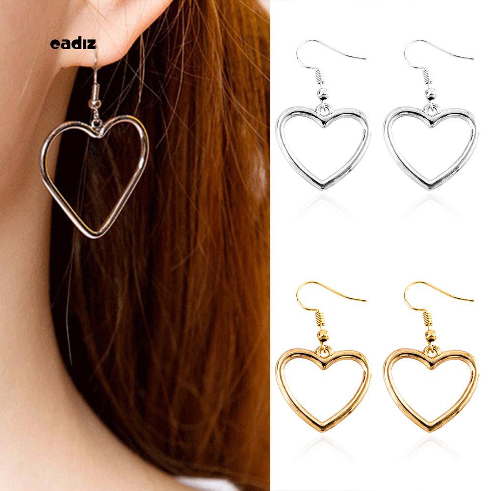 Hoa tai dáng dài mặt hình trái tim cho nữ