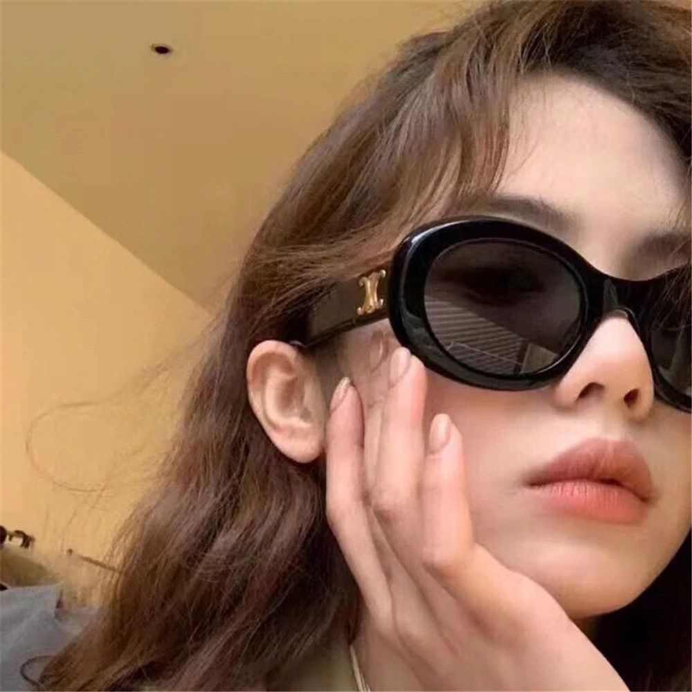 Kính Mát Hình Oval Chống Tia UV Màu Sắc Ngọt Ngào Phong Cách Vintage Thời Trang Cho Nữ