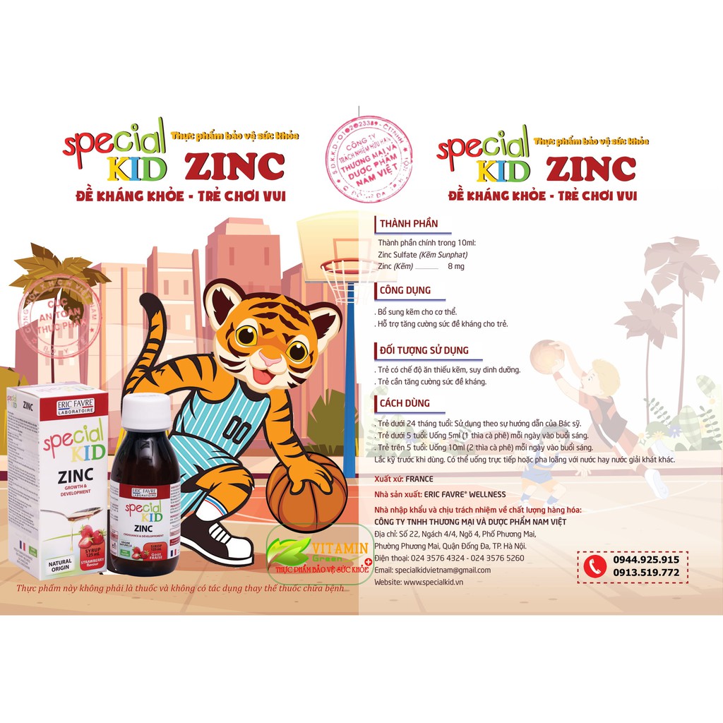 SPECIAL KID ZINC BỔ SUNG KẼM CHO BÉ 125ml | NHẬP KHẨU CHÍNH HÃNG PHÁP
