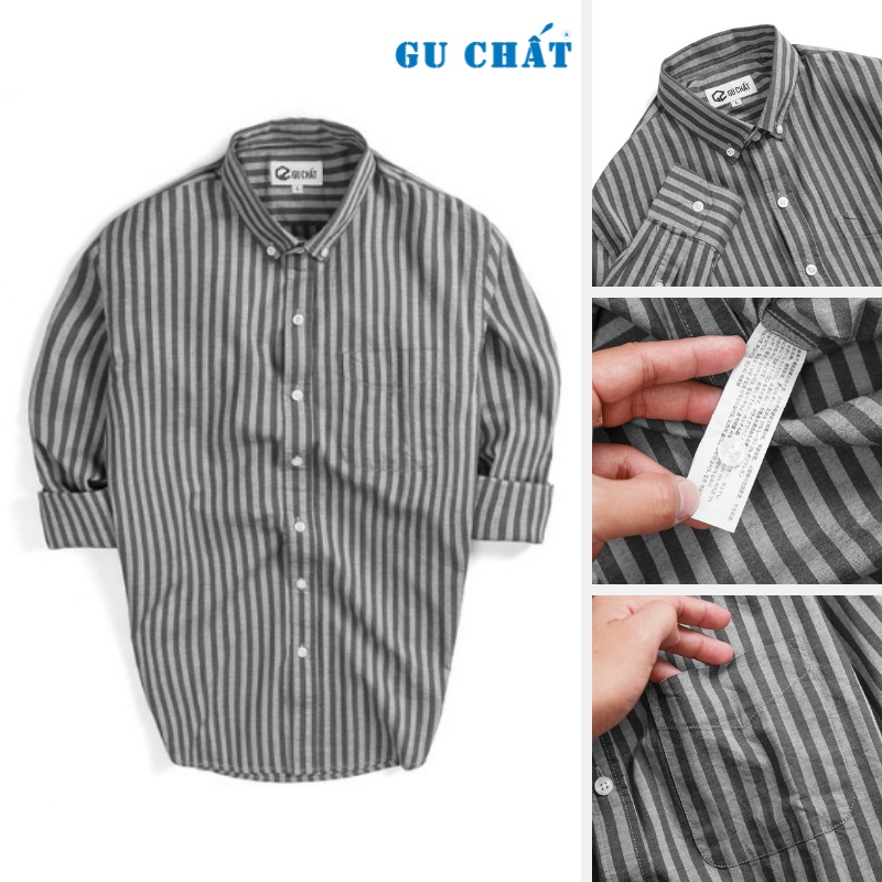 Áo Sơ Mi Nam Tay Dài Kẻ Sọc GU CHẤT, Phong Cách Đơn Giản, Chất Vải Cotton Cao Cấp, Mềm Mịn - GUSGC01