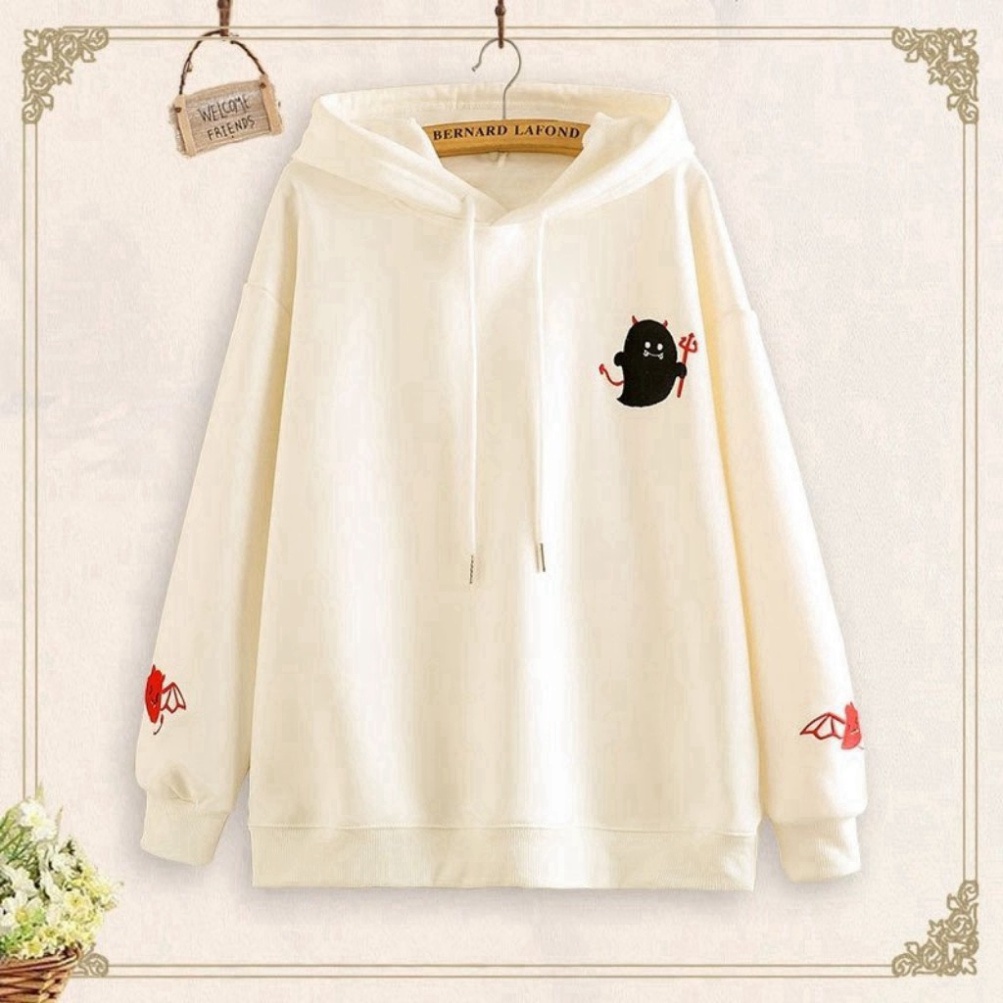 Áo khoác nỉ Hoodie unisex nam nữ KN19 in hình quỷ dơi cute, form rộng, chất nỉ cao cấp êm ái freesize dưới 60kg | BigBuy360 - bigbuy360.vn