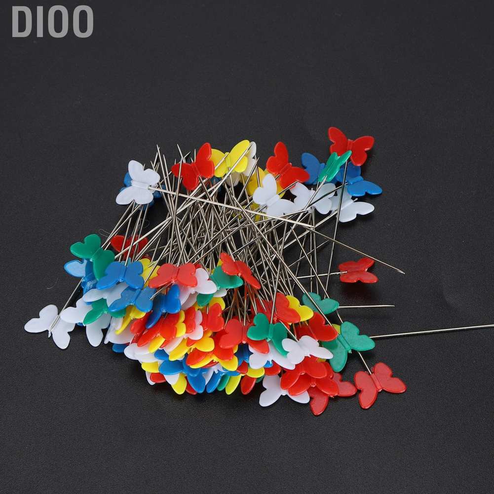 Dioo 100pcs Button Butterfly Bow Tie Head Sewing Pins Flat Straight Quilting