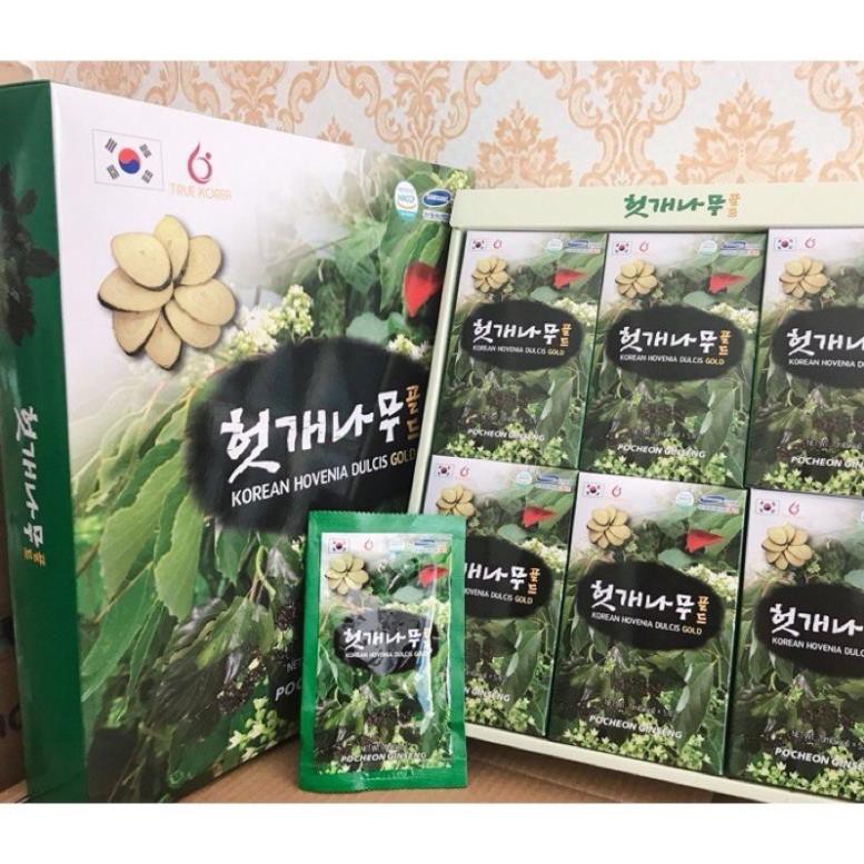 Nước bổ gan giải độc korean hovenia dulcis gold - Pocheon Hàn Quốc  cao cấp, Hộp 30 gói x 70ml - giải độc gan thận
