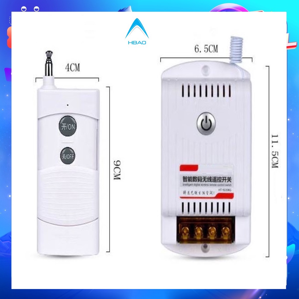 Công tắc điều khiển từ xa Honest HT-9220 1KM Bật Tắt Máy bơm nước máy Công suất lớn 30A/220V có chức năng Học lệnh