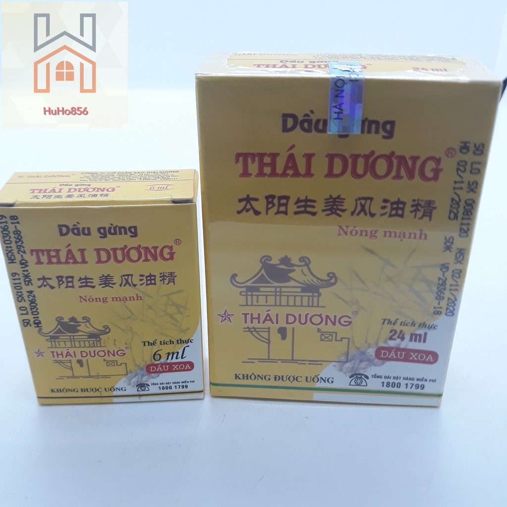 Dầu Gừng Thái Dương- Nóng Mạnh- Lọ 6ml &amp; 24ml