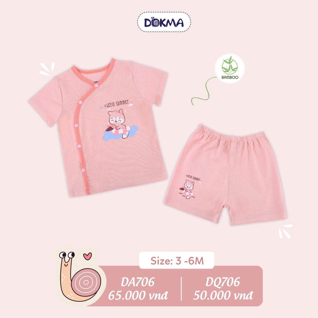 Bộ cộc tay cài lệch dành cho bé sơ sinh DA706 hiệu Dokma size 1 - 9M Tiệm Nhà Sóc