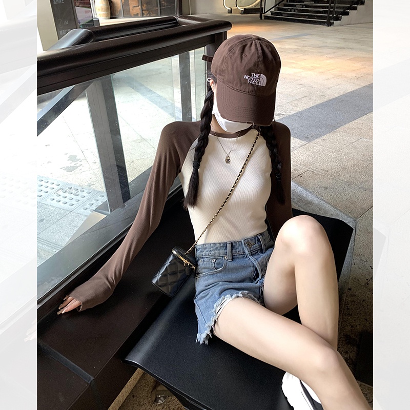 NZN Áo Thun Dài Tay Thiết Kế Mỏng Màu Sắc Nổi Bật Thời Trang Mùa Thu Dành Cho Nữ