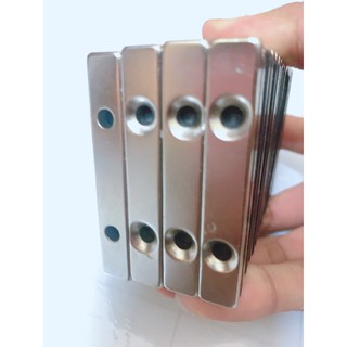 Nam châm chữ nhật 60x10x5 vát 2 lỗ bắt vít