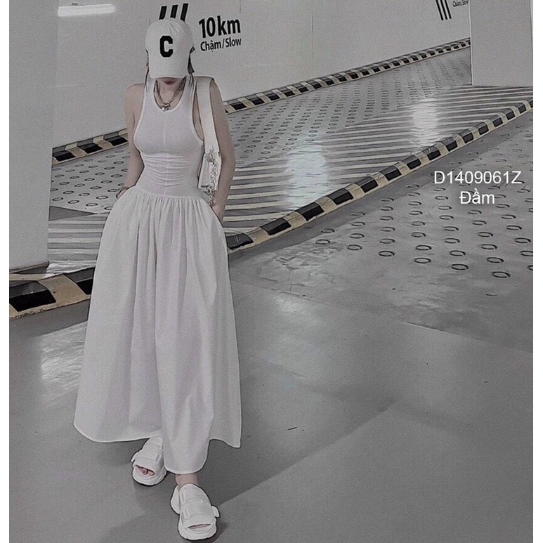 Đầm maxi dài cổ tròn sát nách CƯNG TT1409