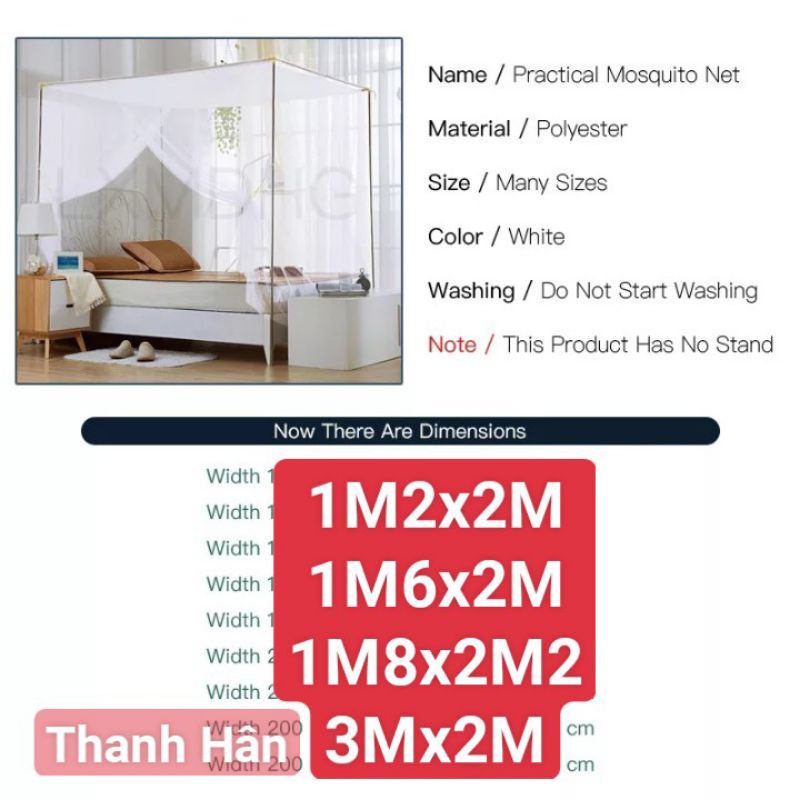Mùng Lưới Trắng Có Cửa Đặc Biệt Bền Nhiều Kích thước