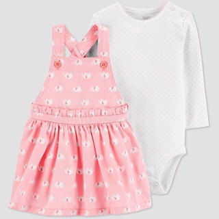 Set body/áo thun và váy yếm bé gái