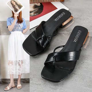 sandal lê 2cm quai da mềm xỏ ngón