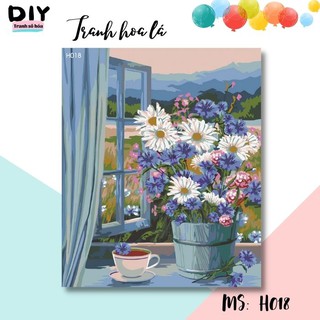 Tranh tô màu theo số DIY tranh số hóa Hoa cúc H018