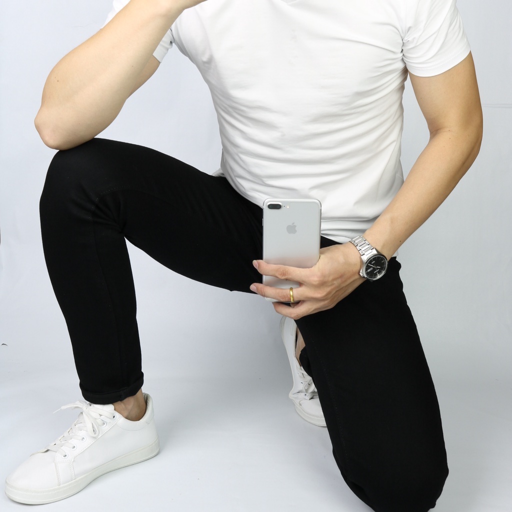 Quần Jean Nam Đen Trơn Cao Cấp Không Ra Màu Chất Bò Dày Co Giãn Tốt Dáng SlimFIt _DJ10001 | BigBuy360 - bigbuy360.vn